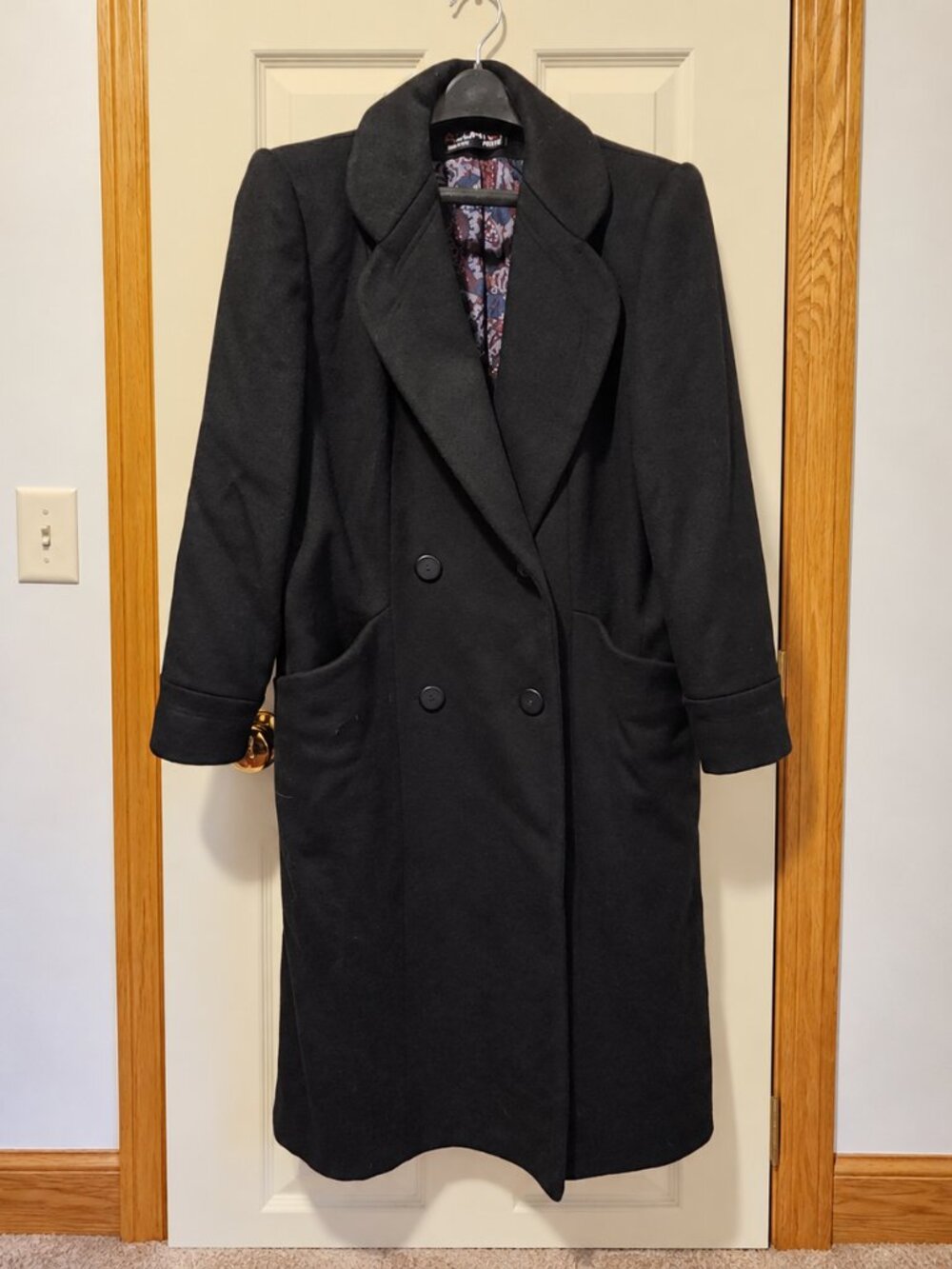 Vintage Alorna Petite Wool Coat Women’s Small Dark Navy Black Made USA 80s